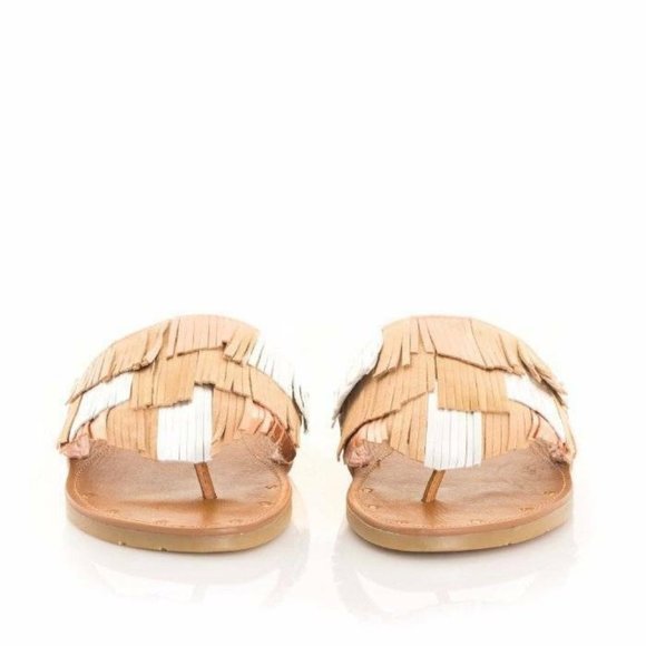 Charlotte Stone Odell Fringe Suede Sandals Slides - Picture 4 of 11